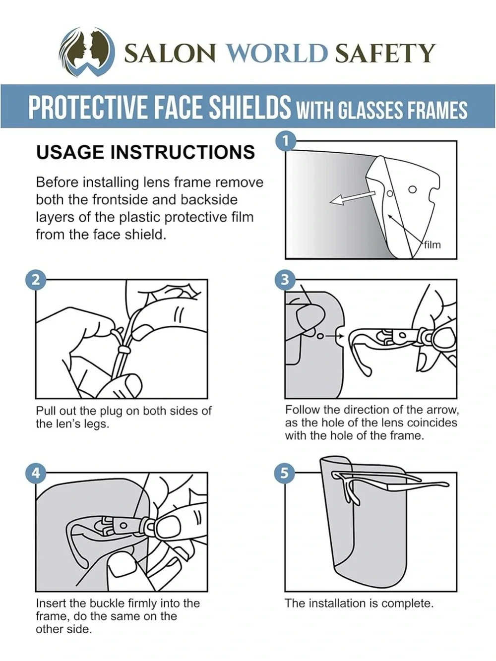 TCP Global Salon World Safety Face Shields with Glasses Frames (Pack of 4)